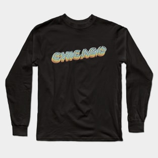 Chicago Retro Typography Faded Style Long Sleeve T-Shirt